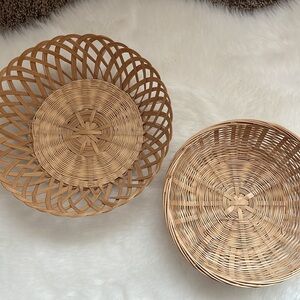 Boho Hippie Wicker Woven Basket Set - Vintage Wall Art Room Decor